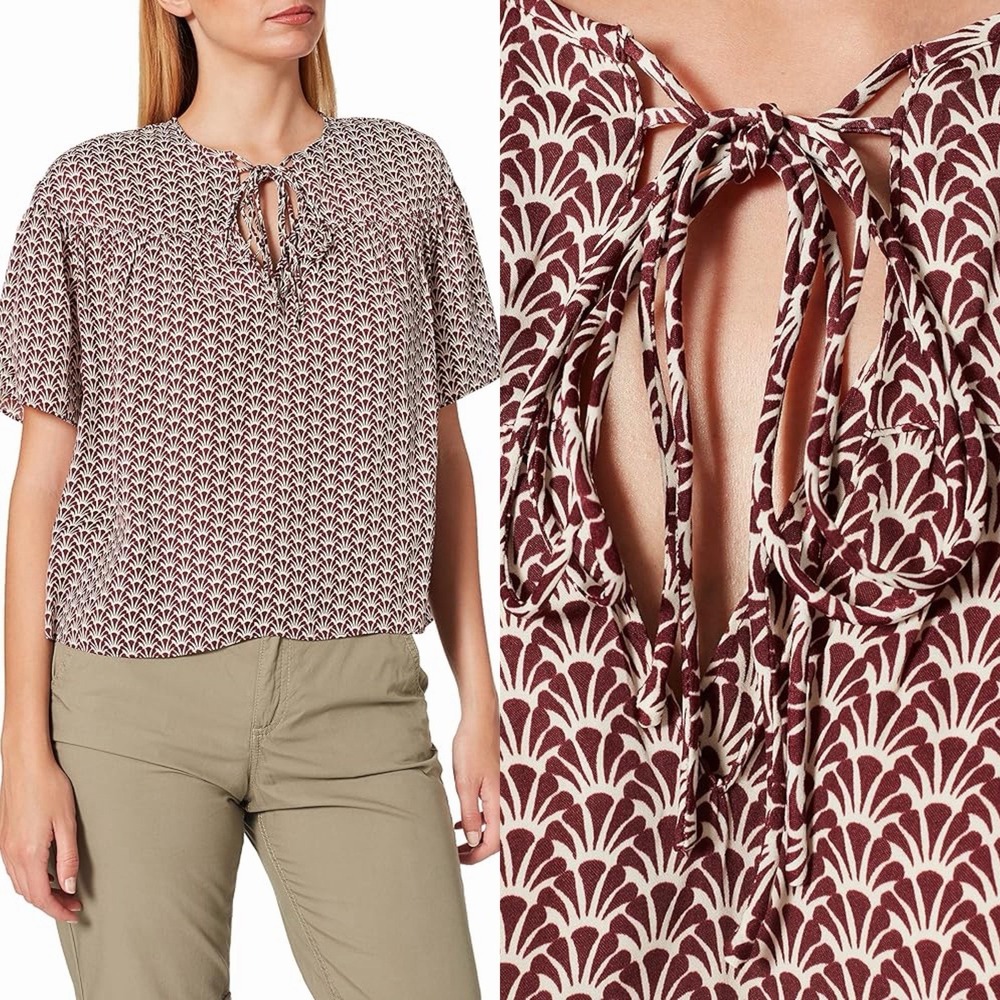 Scotch &‎ Soda Sz S Draped V Neck Tie Short Sleeve Blouse A Line Boxy Fit